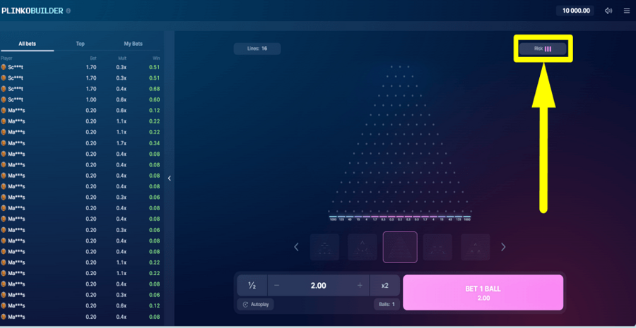 Plinko Builder Risk Feature