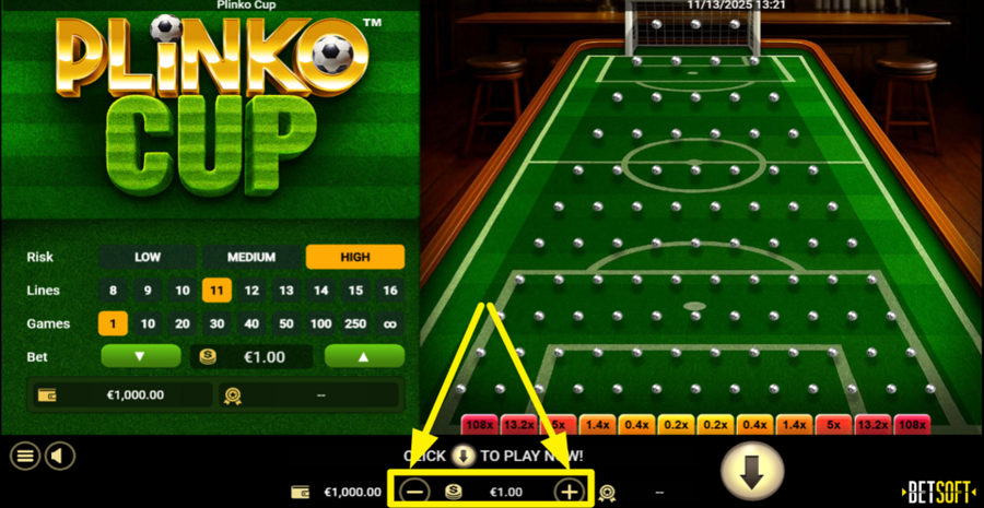 Plinko Cup Adjust Bet