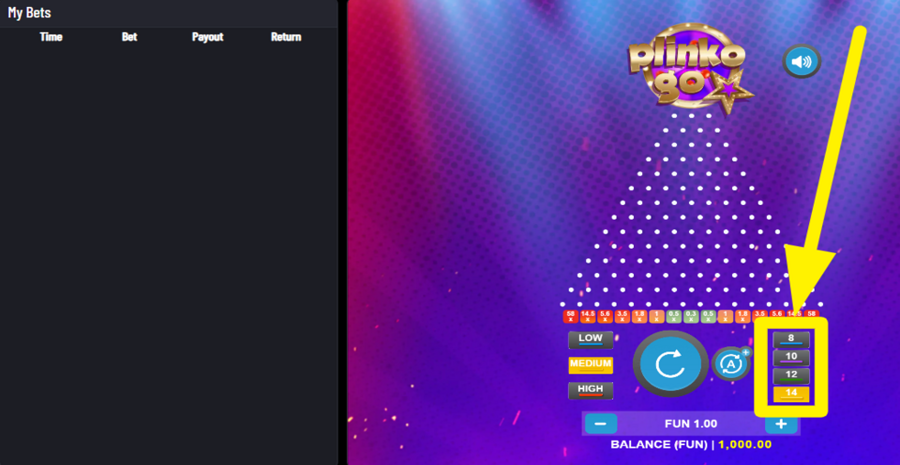Plinko Go Adjust Rows Of Pins