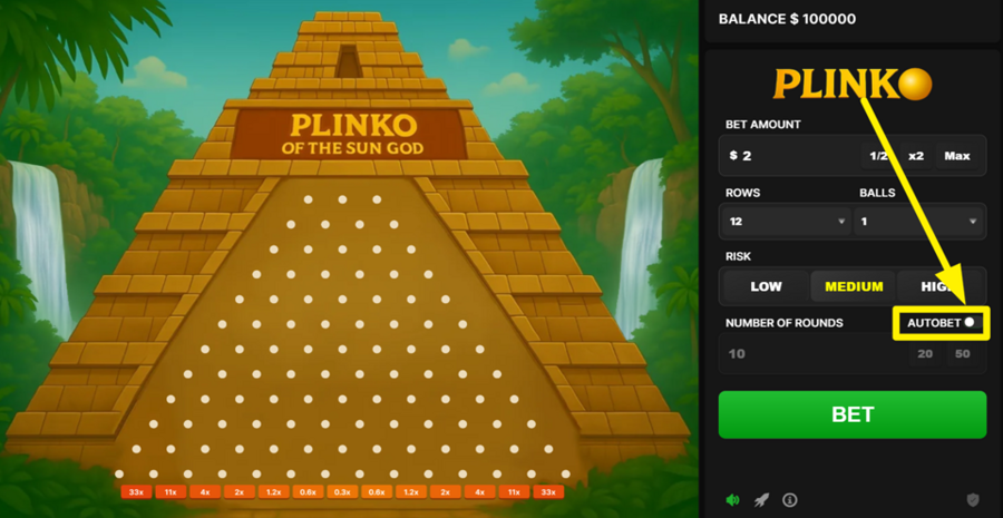 Plinko Of The Sun God Autobet