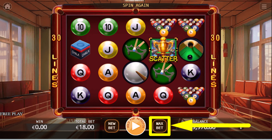 Pool Master Max Bet Button