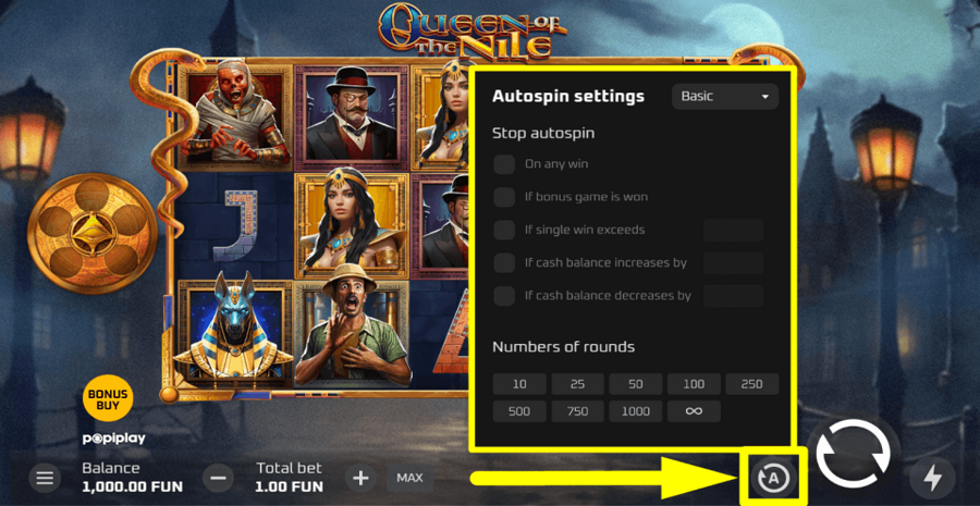 Popiplay Queen Of The Nile Autoplay Feature