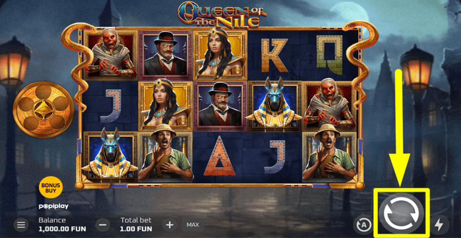 Popiplay Queen Of The Nile Spin Button