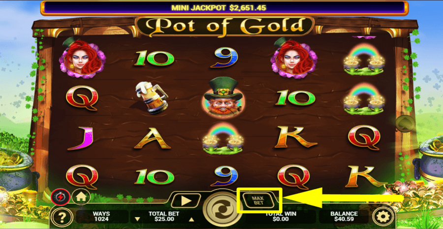 Pot Of Gold Max Bet Button