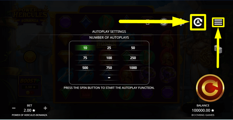 Power Of Hercules Bonanza Autoplay Feature