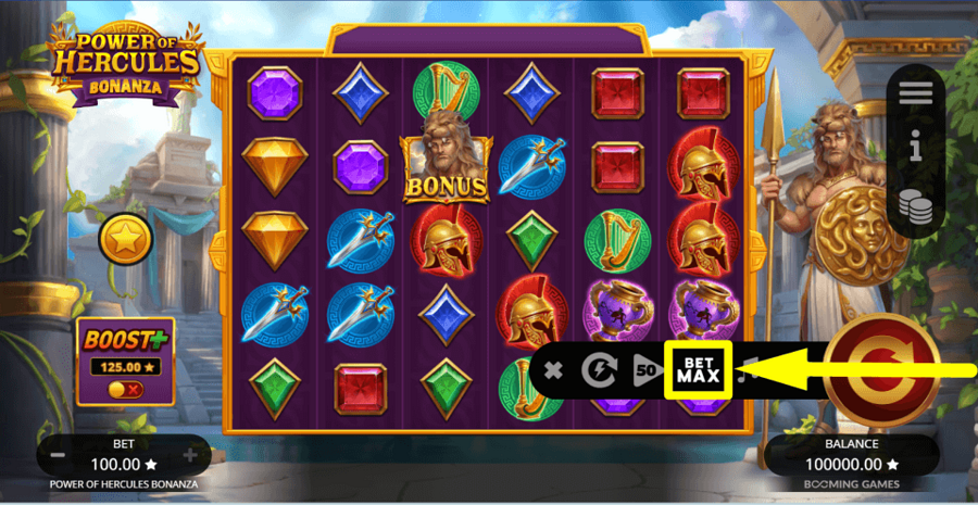 Power Of Hercules Bonanza Bet Max Button
