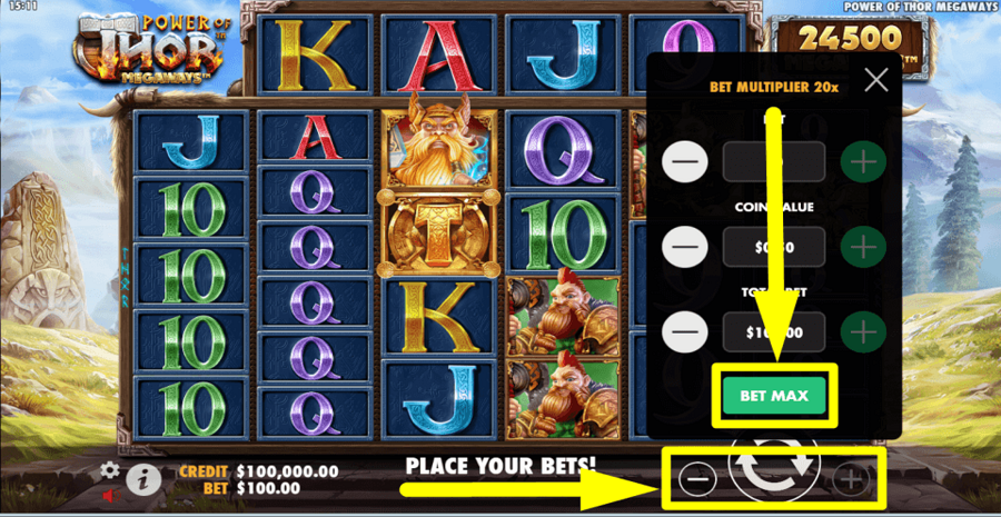 Power Of Thor Megaways Bet Max Button