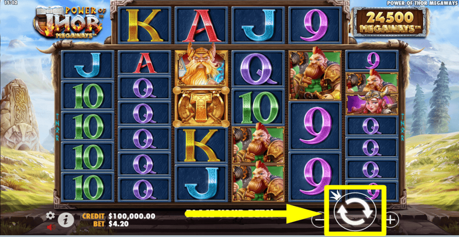 Power Of Thor Megaways Spin Button