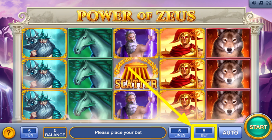Power Of Zeus Adjust Bet
