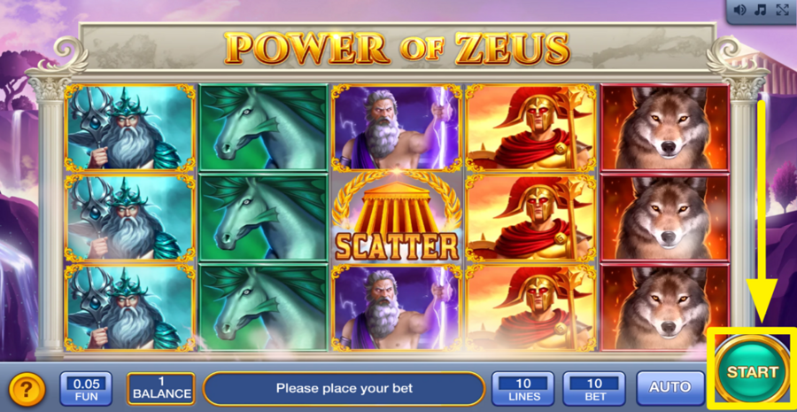 Power Of Zeus Spin Button