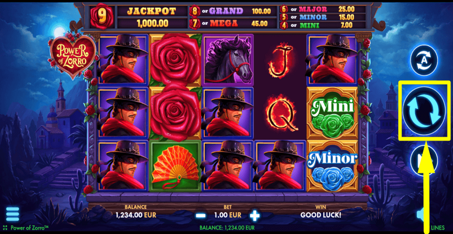 Power Of Zorro Spin Button