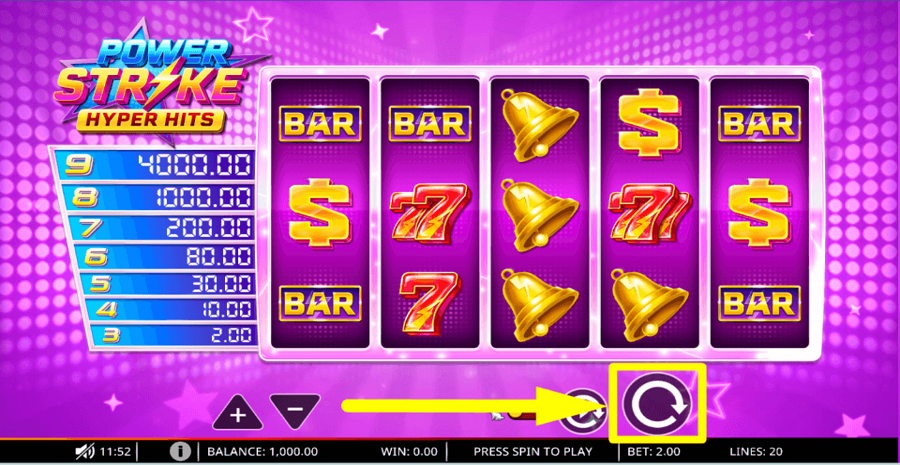 Power Strike Hyper Hits Spin Button