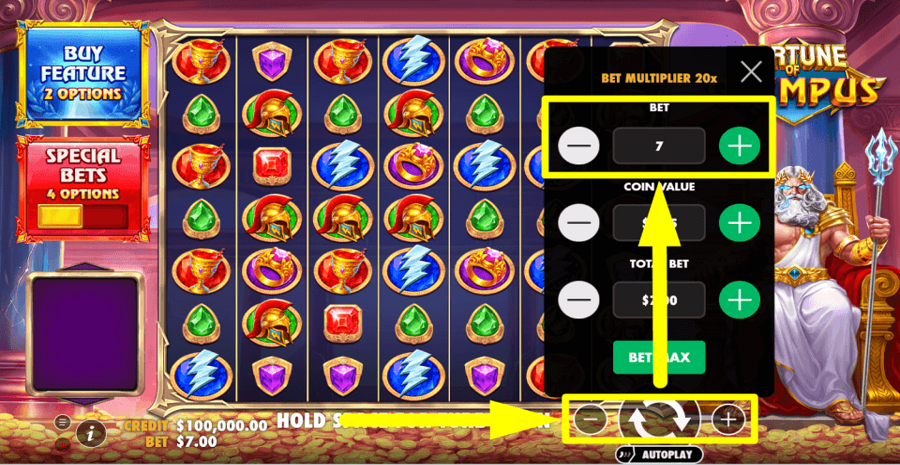 Pragmatic Play Fortune Of Olympus Bet Value