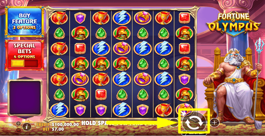 Pragmatic Play Fortune Of Olympus Spin Button