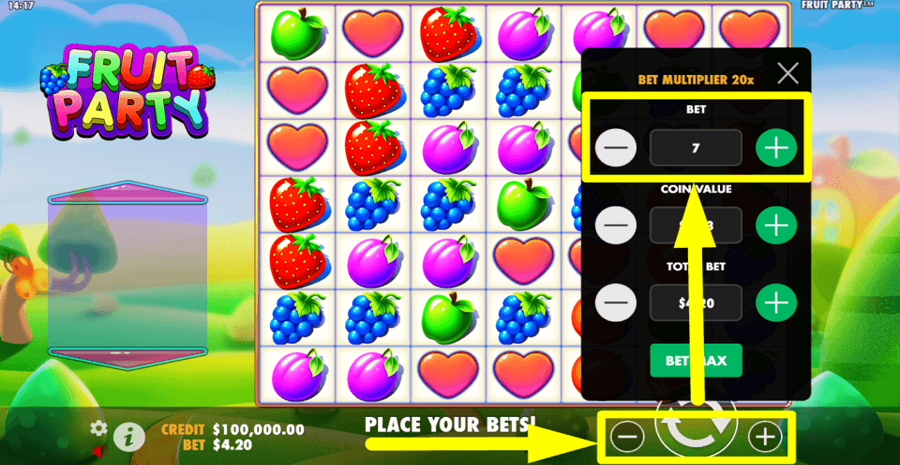 Pragmatic Play Fruit Party Bet Value