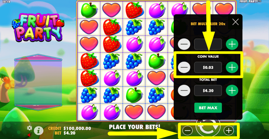 Pragmatic Play Fruit Party Coin Value