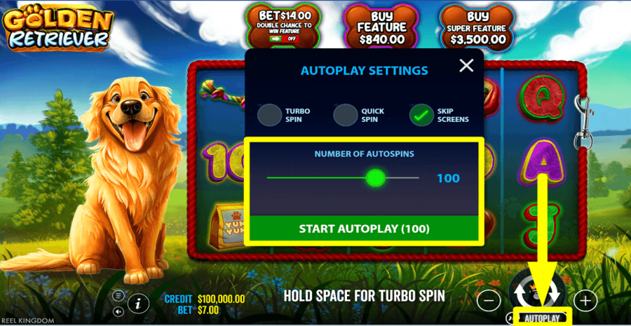 Pragmatic Play Golden Retriever Autoplay Feature