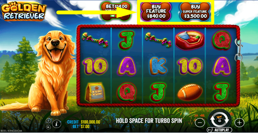 Pragmatic Play Golden Retriever Buy Feature