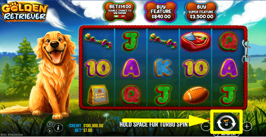 Pragmatic Play Golden Retriever Spin Button