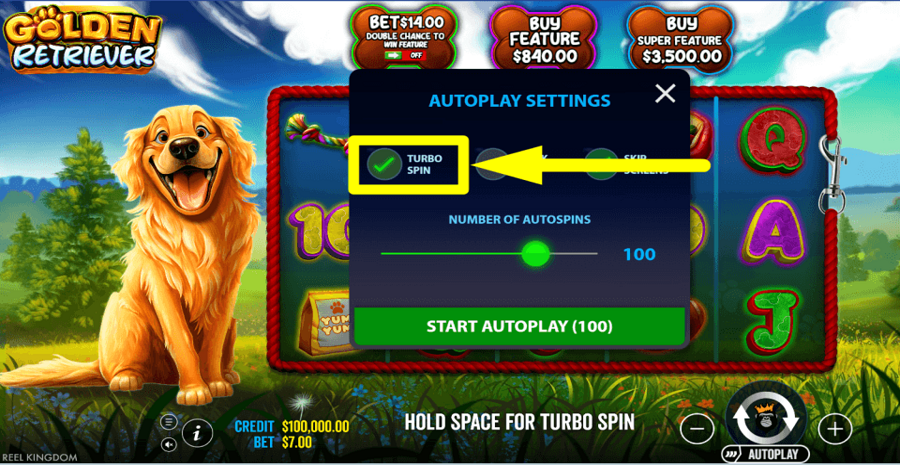 Pragmatic Play Golden Retriever Turbo Feature