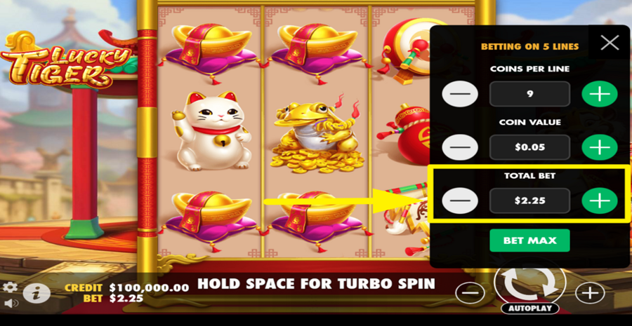 Pragmatic Play Lucky Tiger Adjust Total Bet