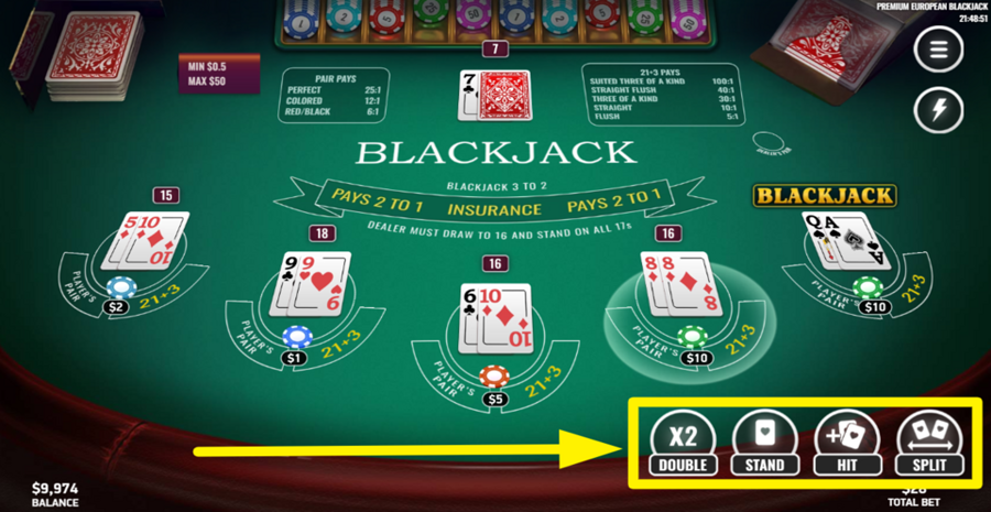 Premium European Blackjack Additional Options