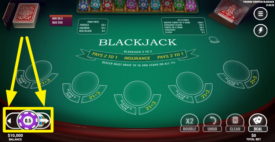 Premium European Blackjack Adjust Bet