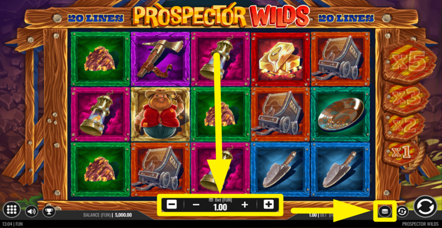 Prospector Wilds Adjust Bet