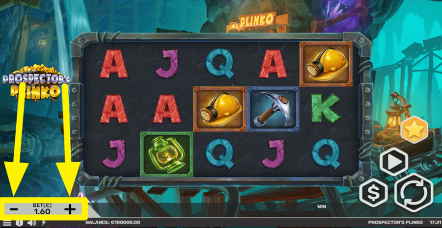Prospectors Plinko Adjust Bet