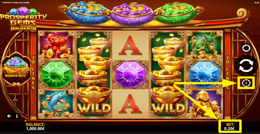 Prosperity Gems Hold And Win Adjust Bet