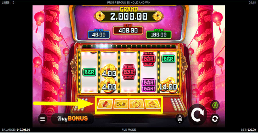 Prosperous 8s Hold And Win Bet Level Feature