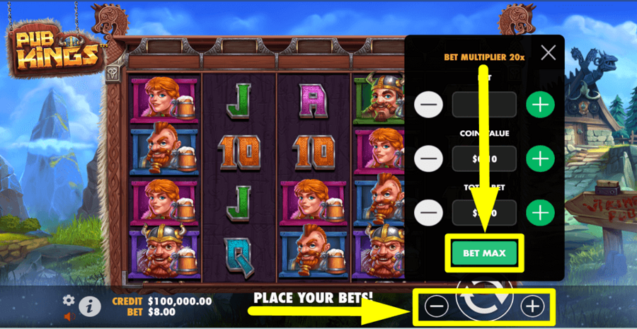 Pub Kings Bet Max Button