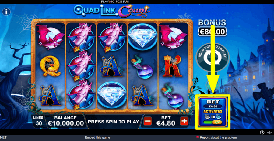 Quad Link Count Triple Way Jackpots Extra Bet Feature