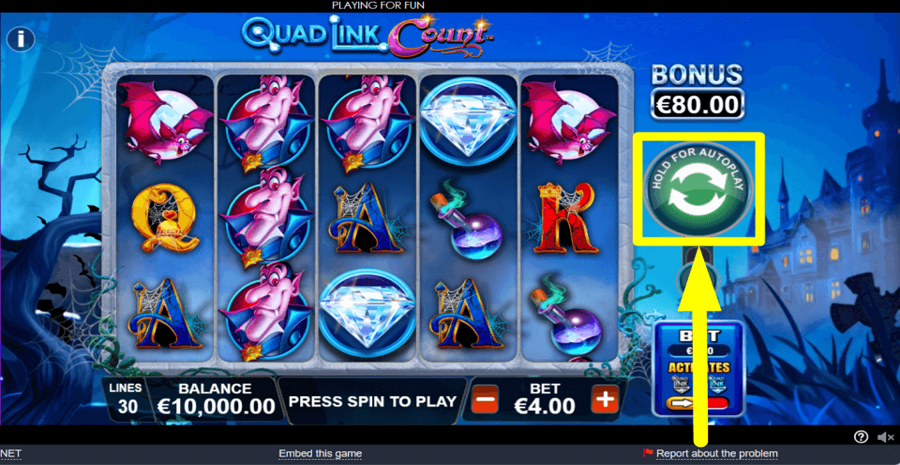 Quad Link Count Triple Way Jackpots Spin Button