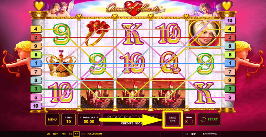 Queen Of Hearts Deluxe Max Bet Button