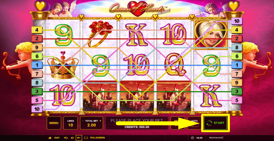 Queen Of Hearts Deluxe Start Button