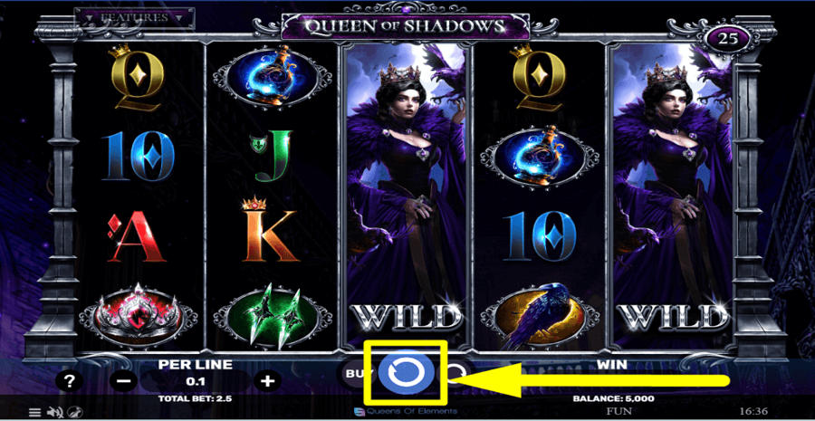 Queen Of Shadows Spin Button