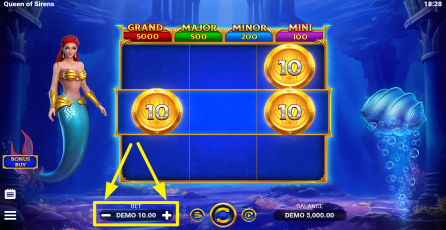 Queen Of Sirens Adjust Bet