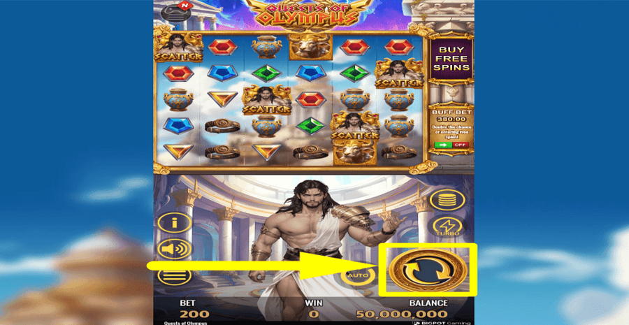 Quest Of Olympus Win Streak Spin Button v2