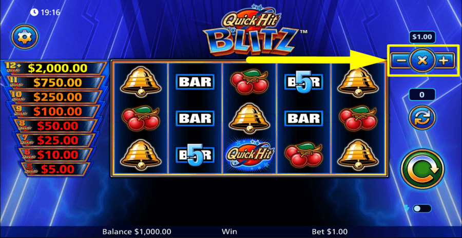 Quick Hit Blitz Blue Bet Value