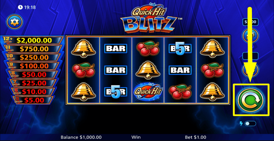 Quick Hit Blitz Blue Play Button