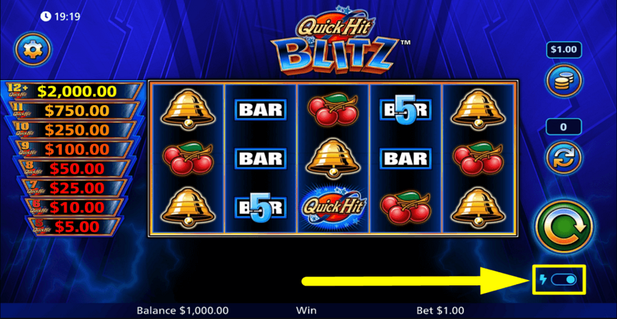 Quick Hit Blitz Blue Turbo Mode