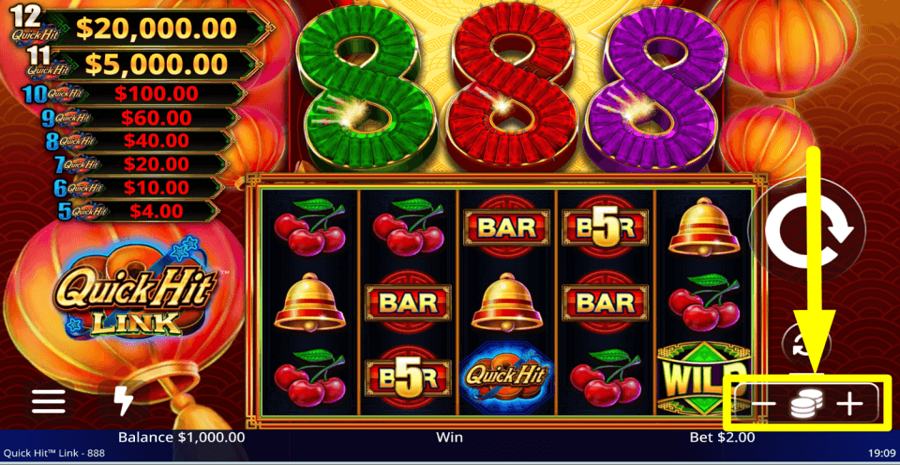 Quick Hit Link 888 Bet Value