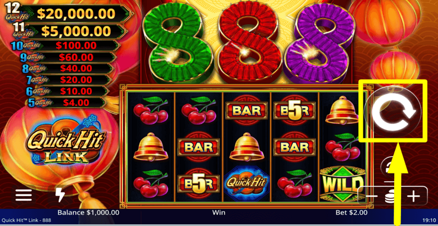 Quick Hit Link 888 Spin Button