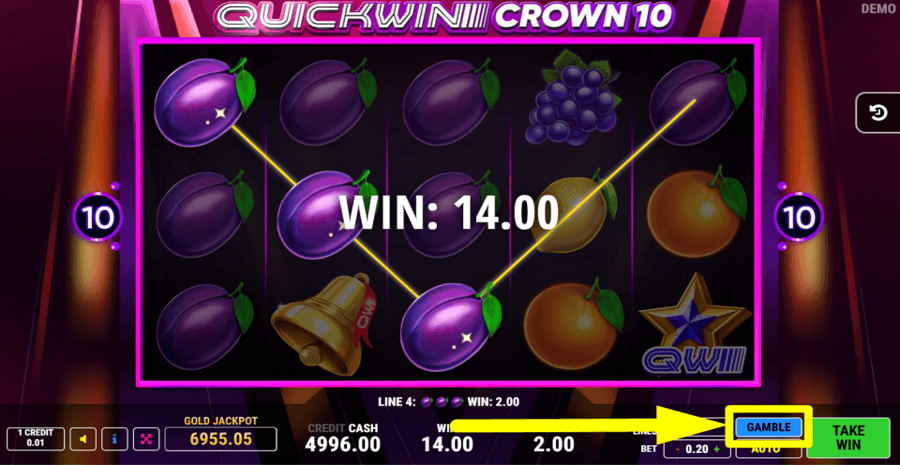 Quick Win Crown 10 Gamble Feature