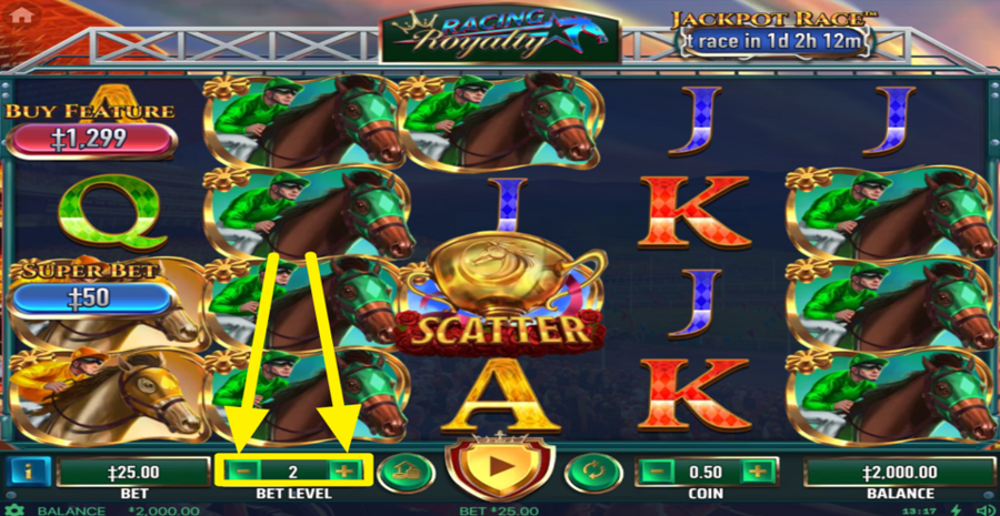 Racing Royalty Adjust Bet Level