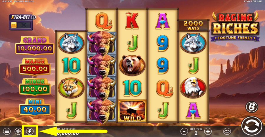 Raging Riches Fortune Frenzy Quick Spin Feature