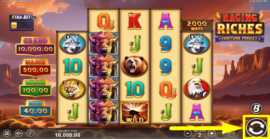 Raging Riches Fortune Frenzy Spin Button
