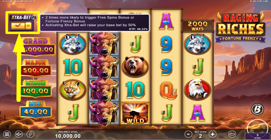 Raging Riches Fortune Frenzy Xtra Bet Feature