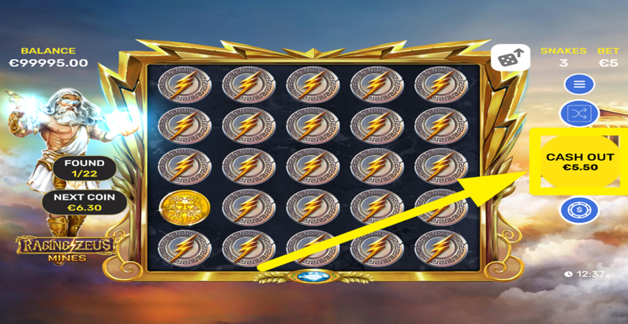 Raging Zeus Mines Cashout